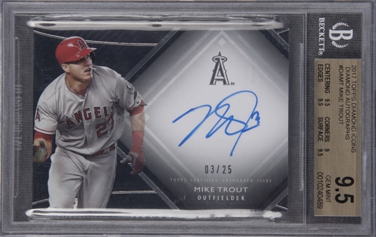 2017 Topps Diamond Icons #DAMT Mike Trout Signed Card (#03/25) – BGS GEM MINT 9.5/BGS 10